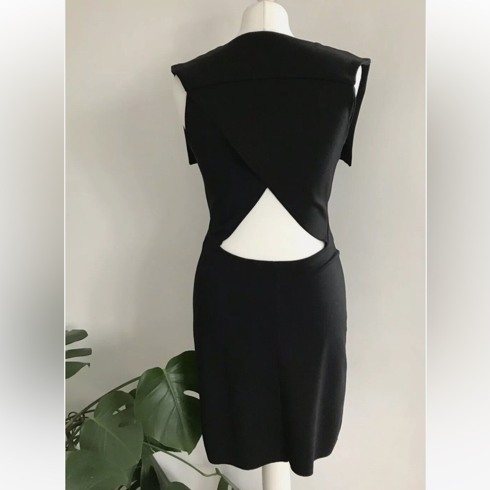 COS black knit dress with front flap and cutout back - size Large (L) - Picture 4 of 8